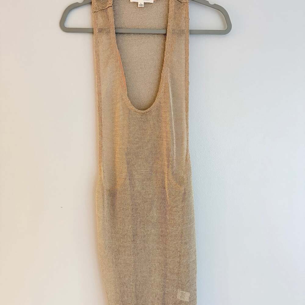Honey Punch Metallic Gold Knit Sleeveless Tank Dress Cover-Up